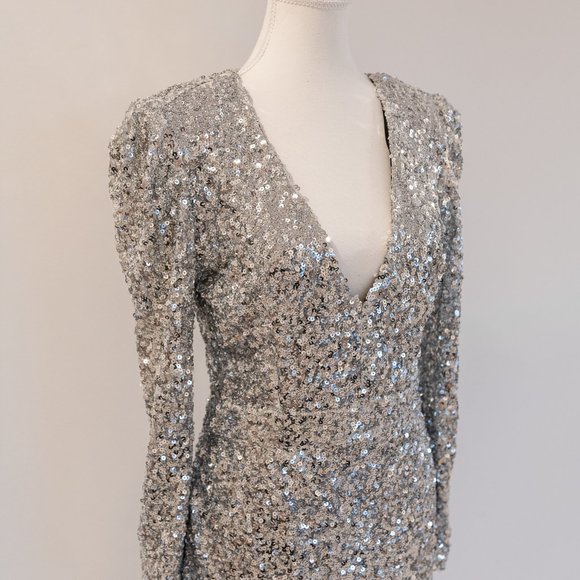 Lulus Silver Sequin Mini Dress - Picture 3 of 13